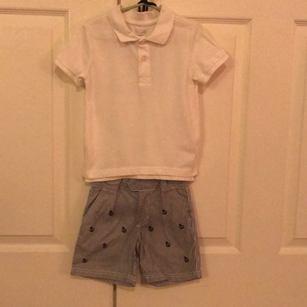 Boys 2t collar shirt & nautical shorts